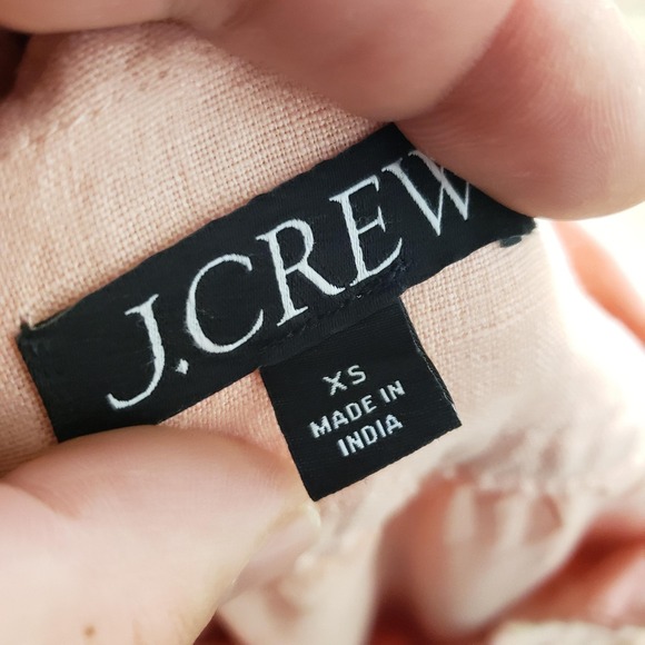 J.Crew Blouse Womens XS Pink Linen Henley Tunic Long Sleeve Pleated Top Ladies - Picture 5 of 10
